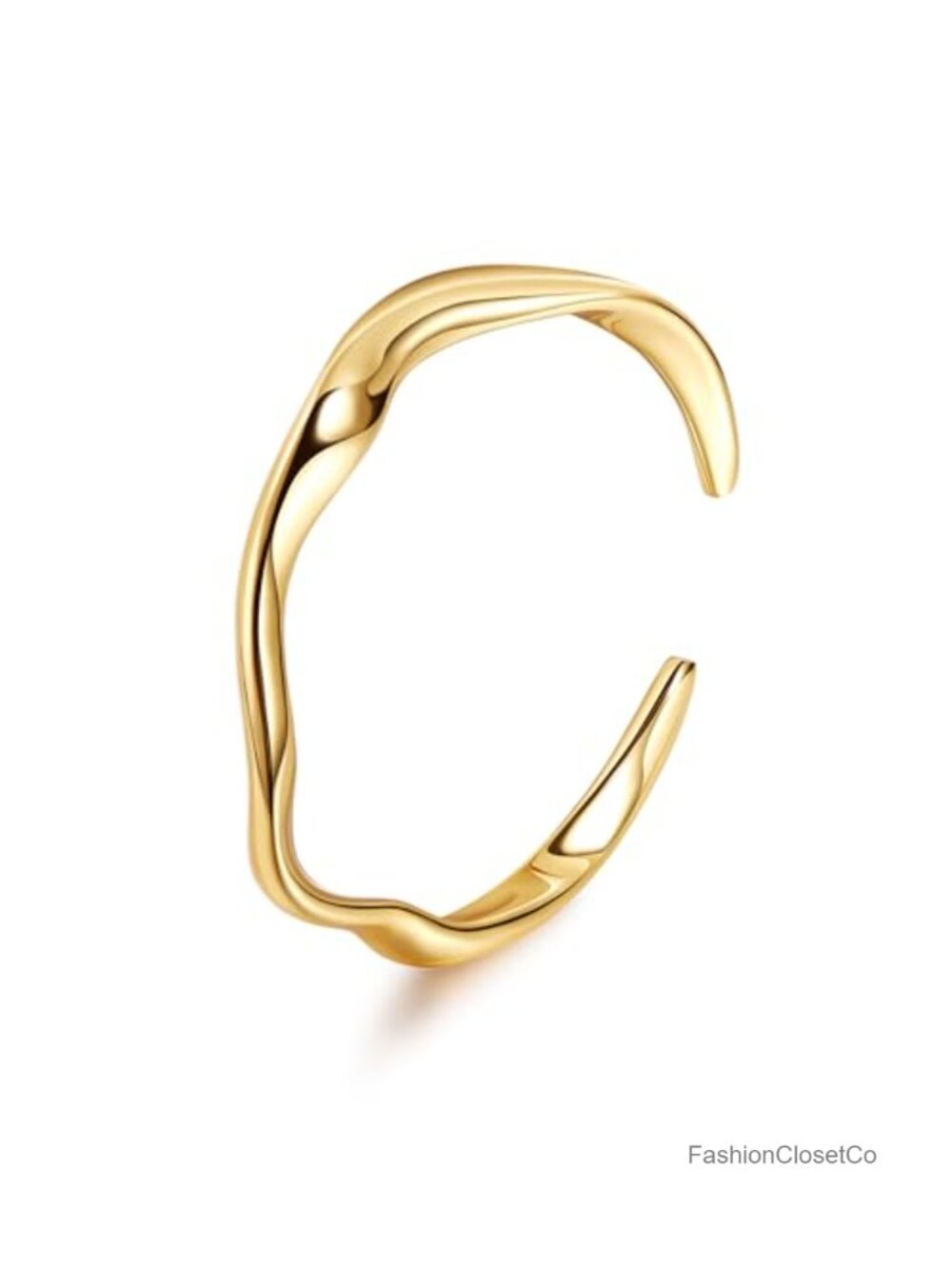 Gold Plated Open Adjustable Cuff Bracelets for Women Thick Hammered Bangle